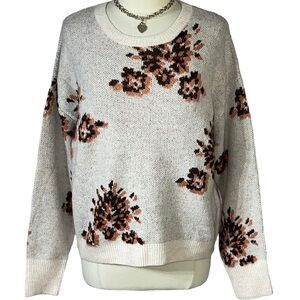 Knox Rose Cream Sweater with Brown Floral Design